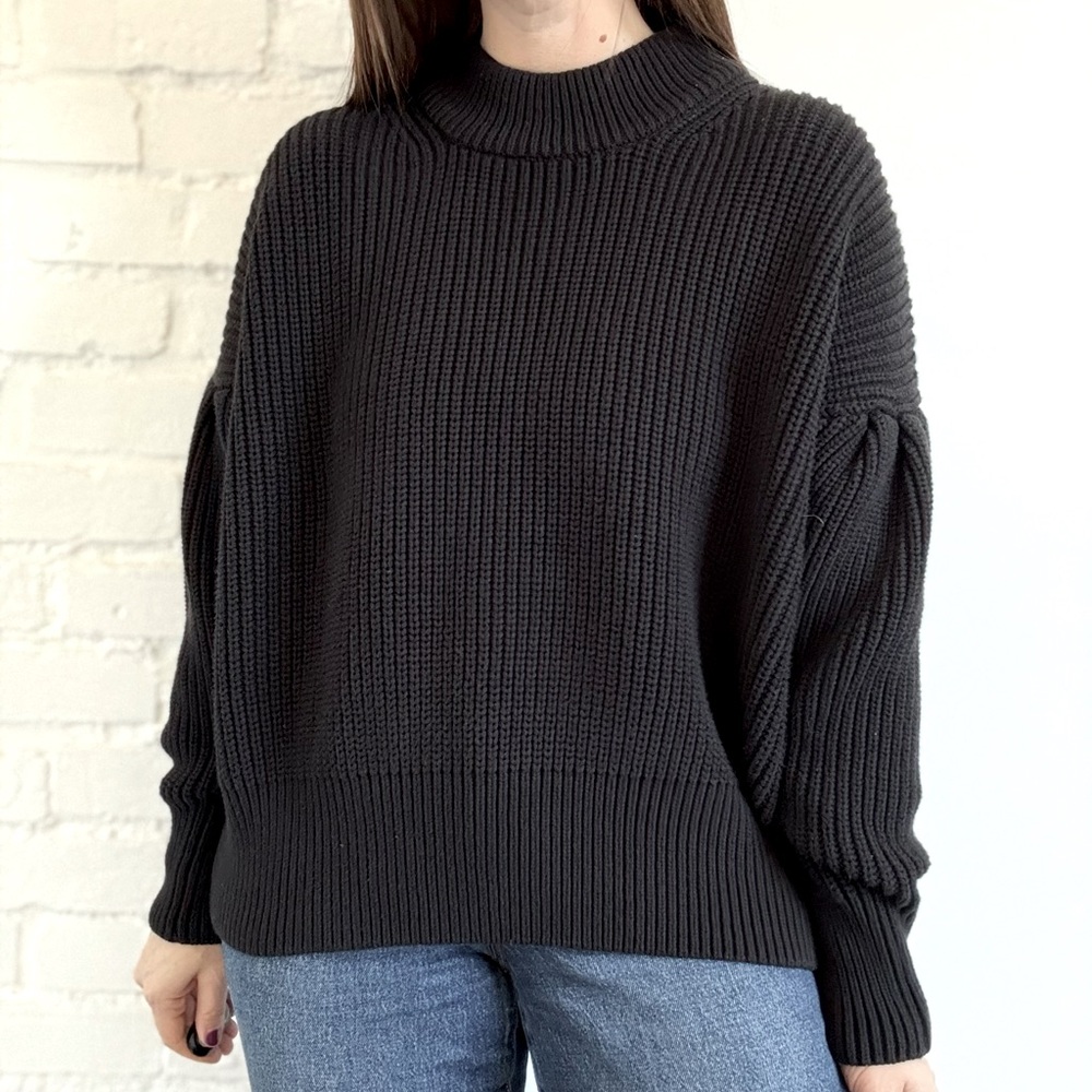 H&M Women's Black Ribbed Chunky Knit Sweater Size XL